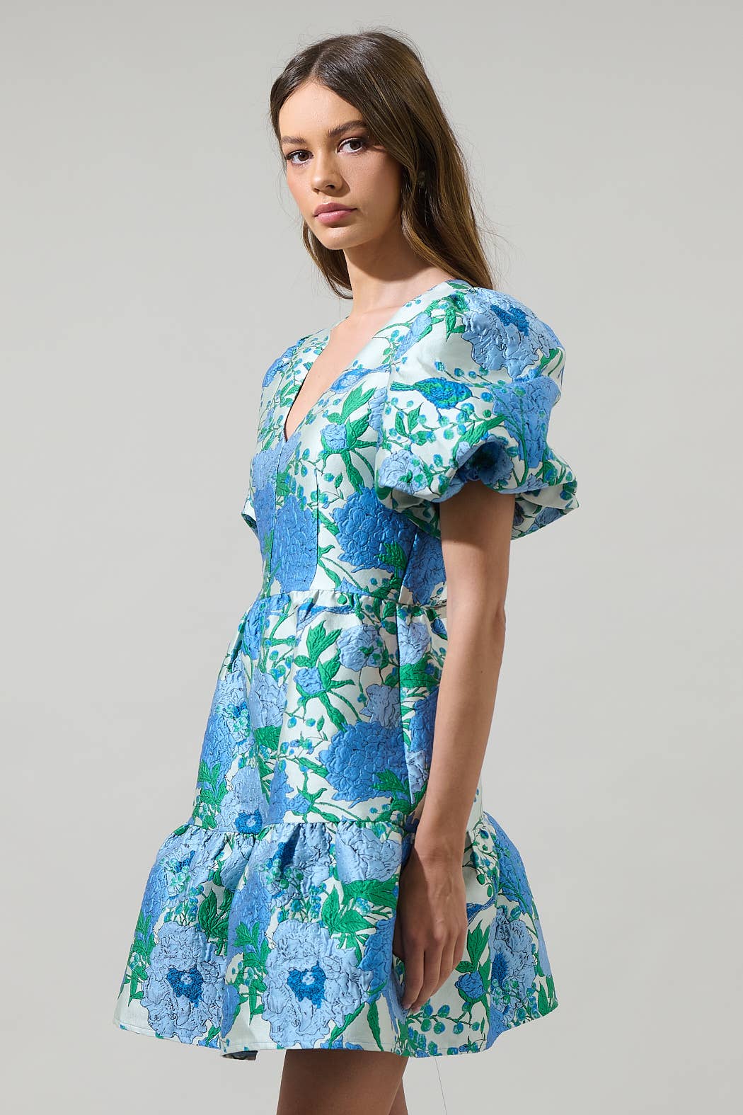 Willa Floral May Jacquard Tiered Mini Dress - Surprise Lily