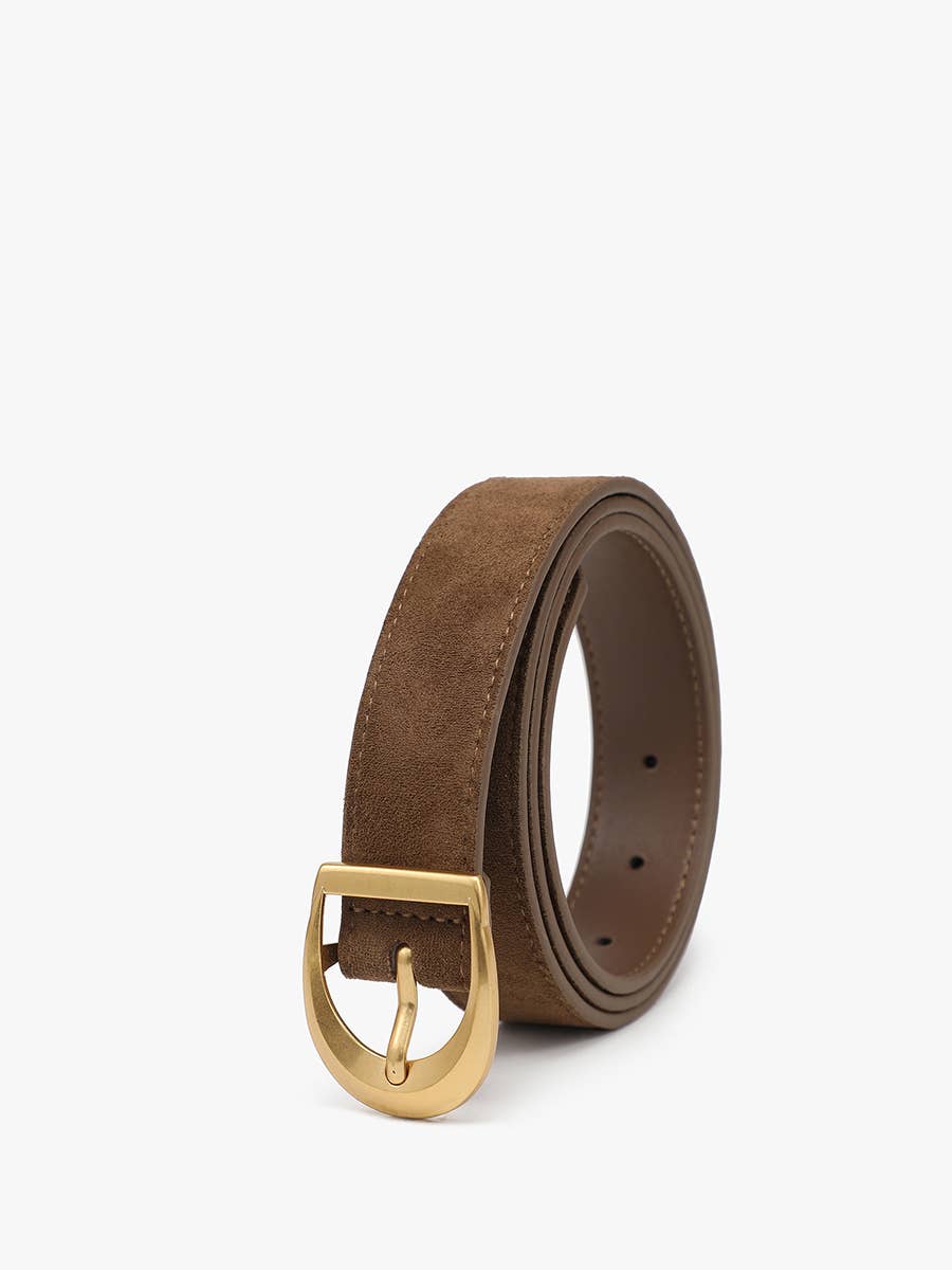 Faux Suede Belt with Buckle
