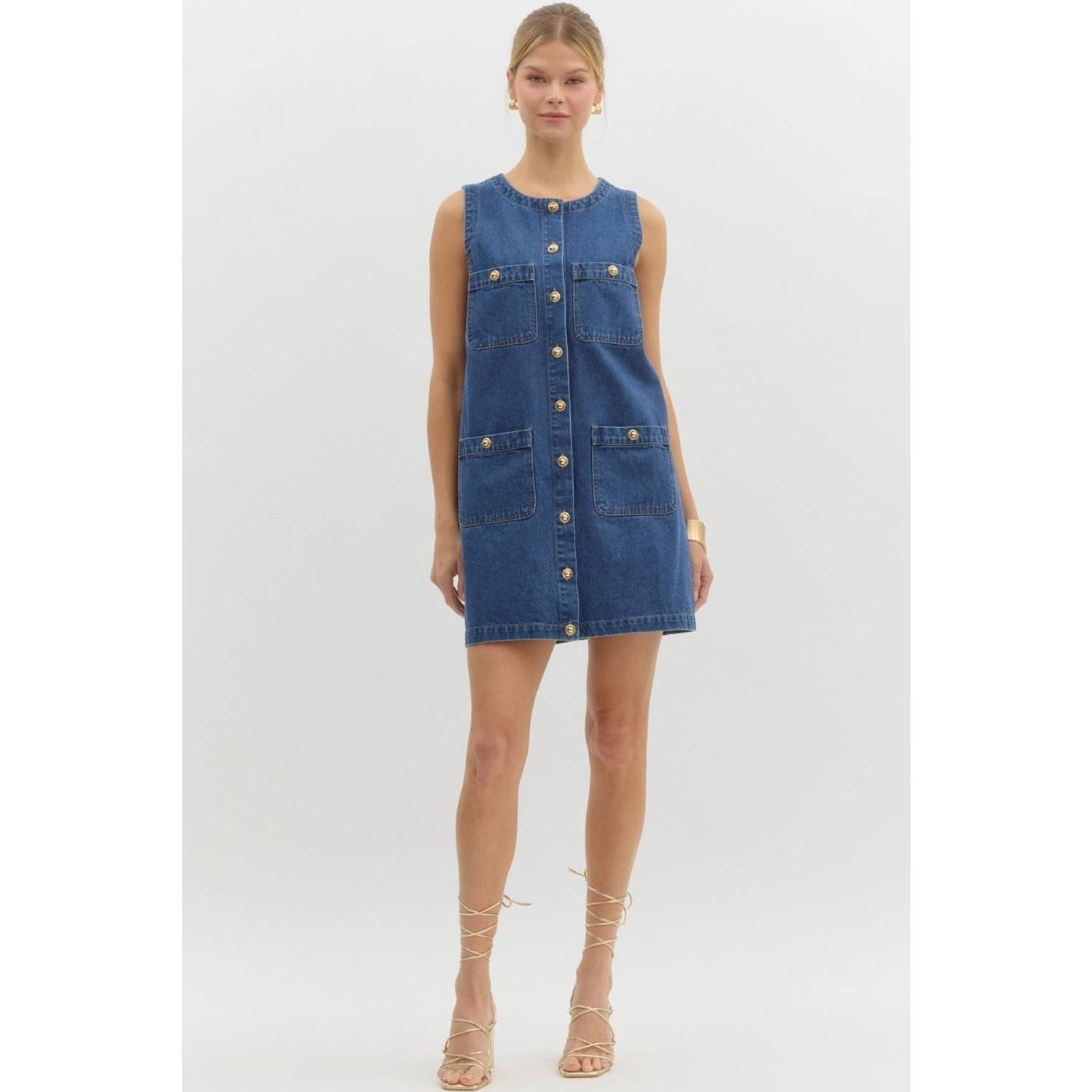Rebecca Sleeveless Mini Denim Dress
