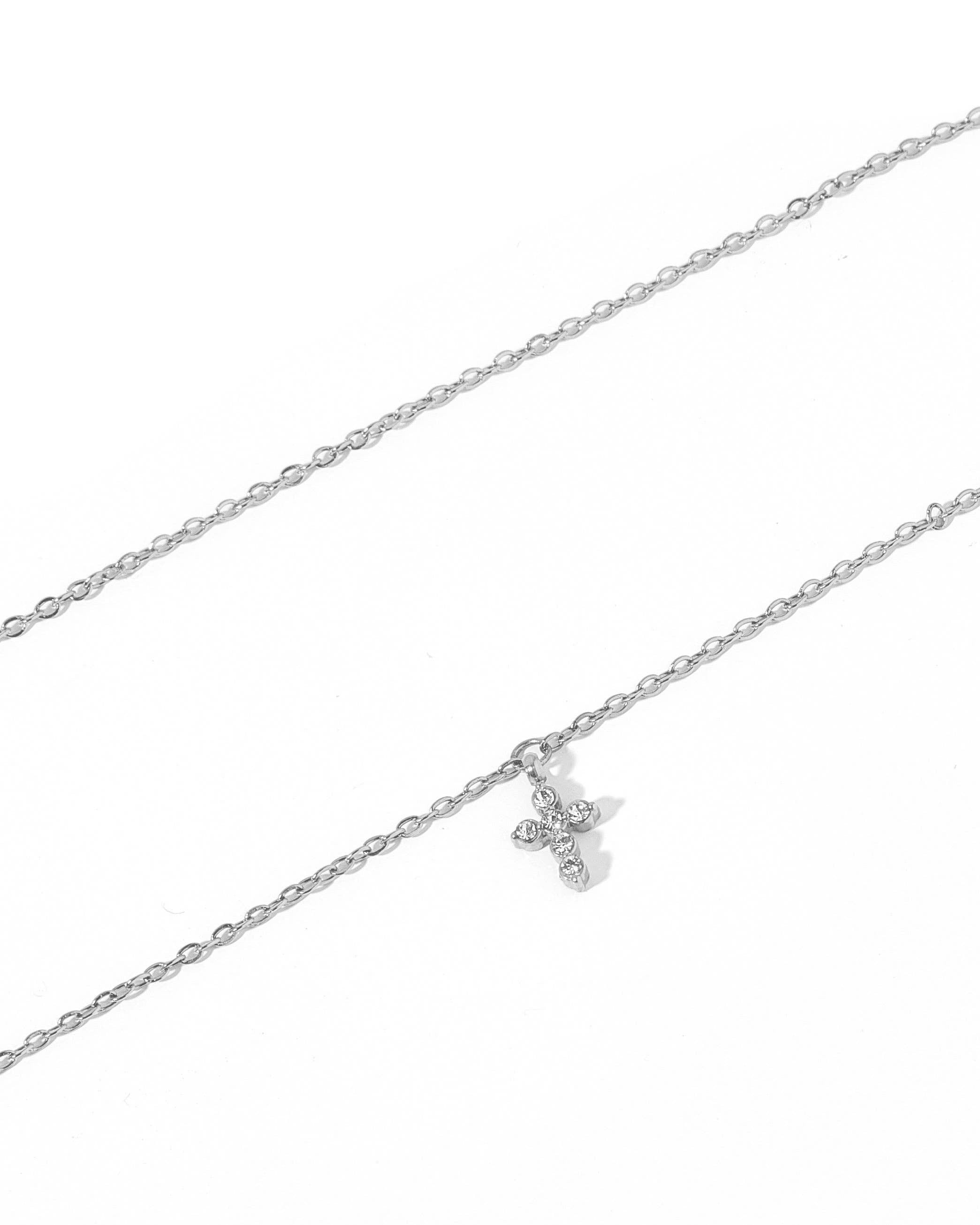 Necklace - Carly Cross Silver - Surprise Lily
