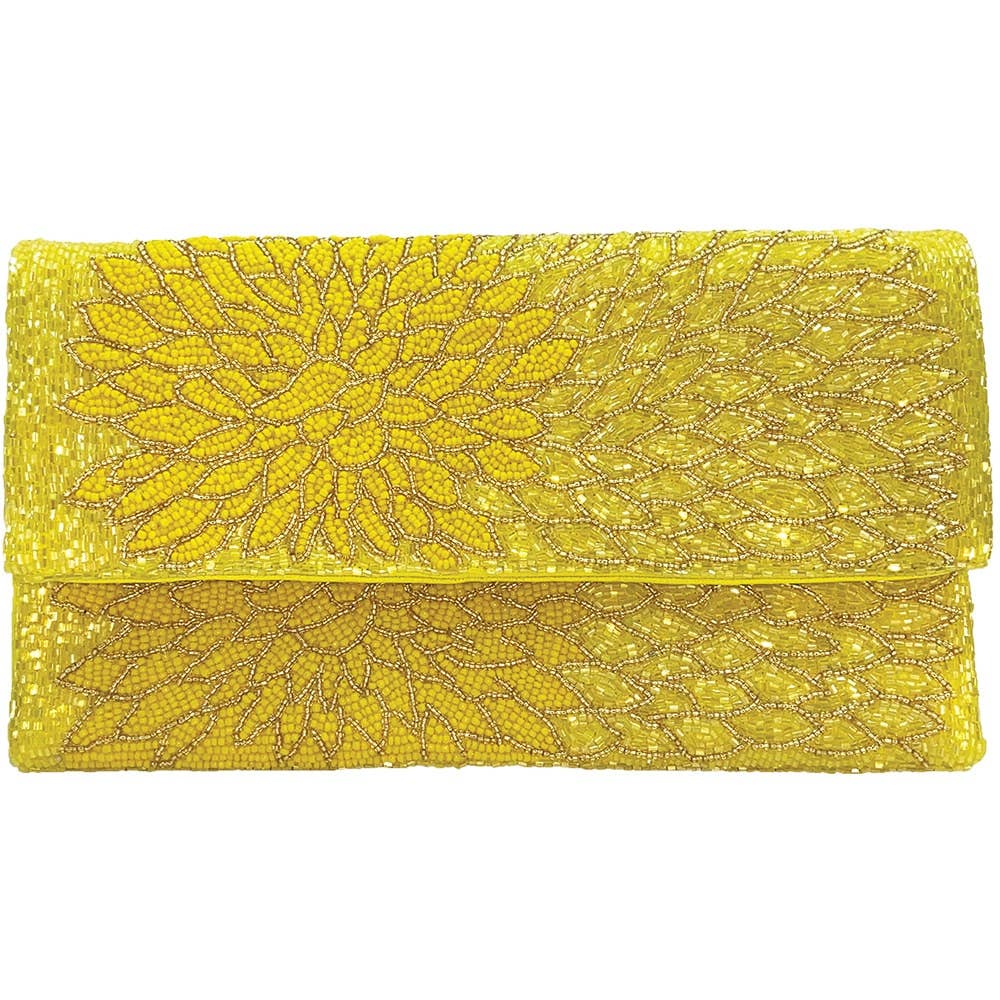 YELLOW FLORAL BEADED CLUTCH - Surprise Lily