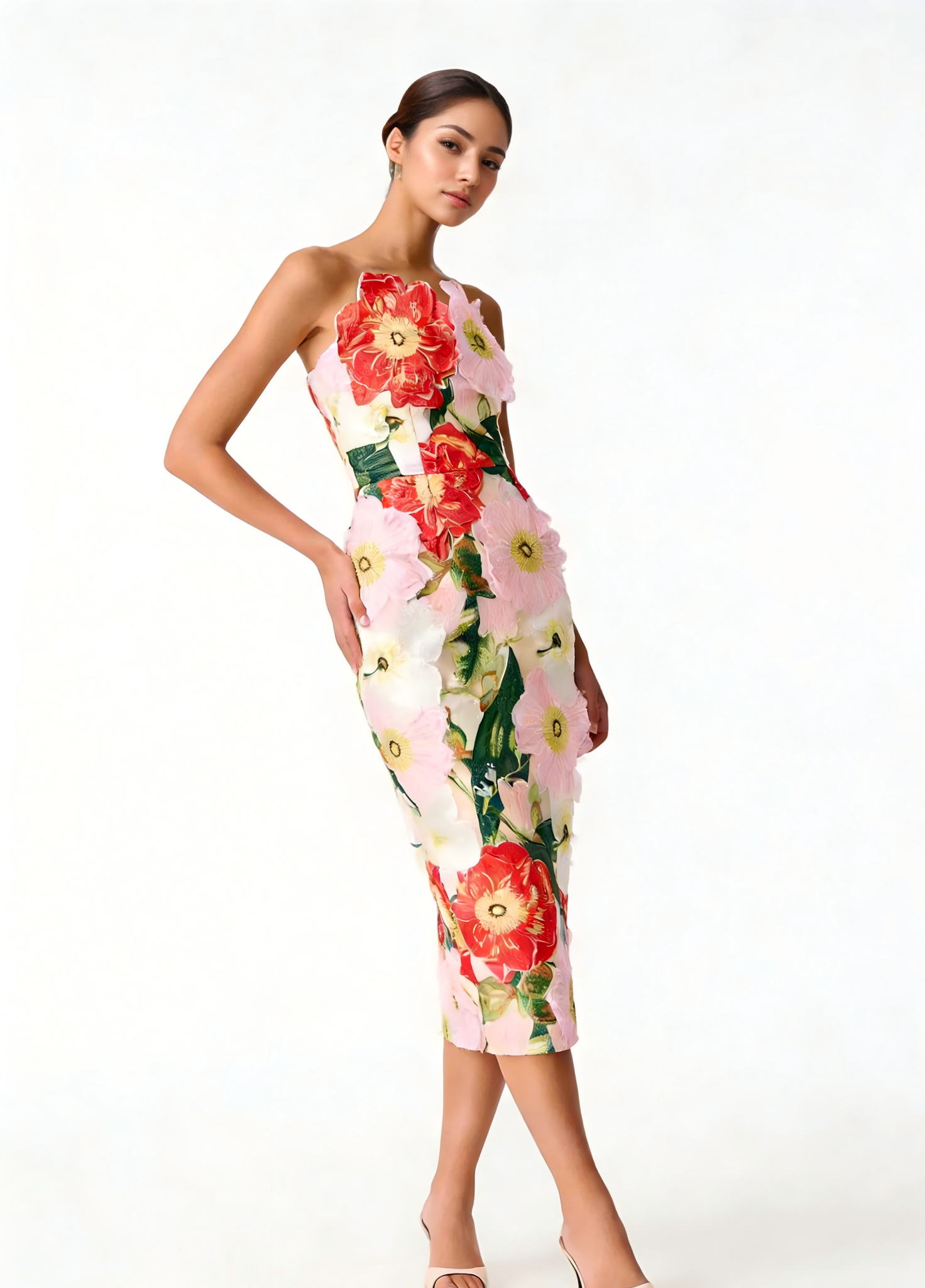 PS10 2026 Spring Summer Floral Embroidered Strapless Maxi - Surprise Lily
