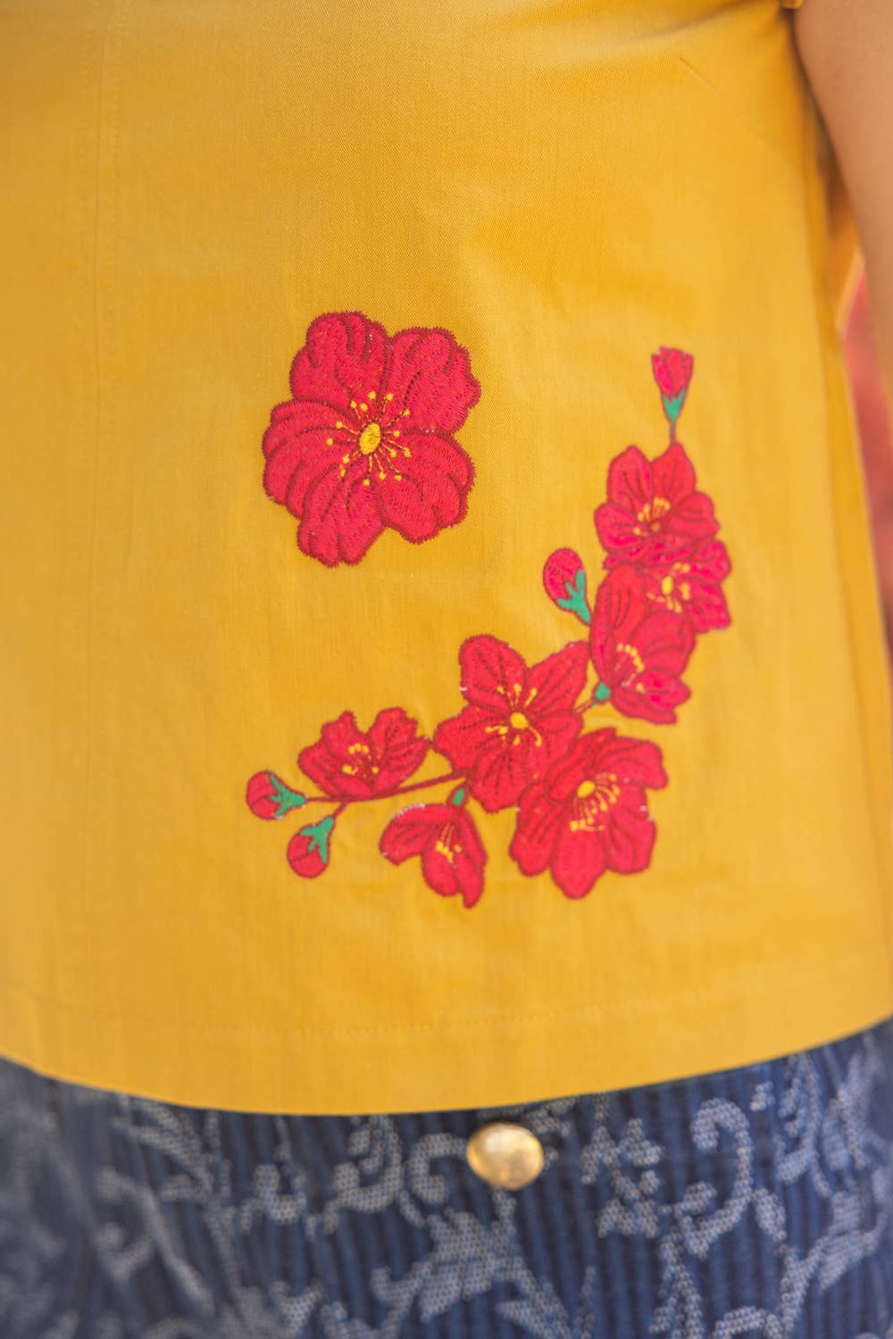 Square Neckline Floral Embroidered Top