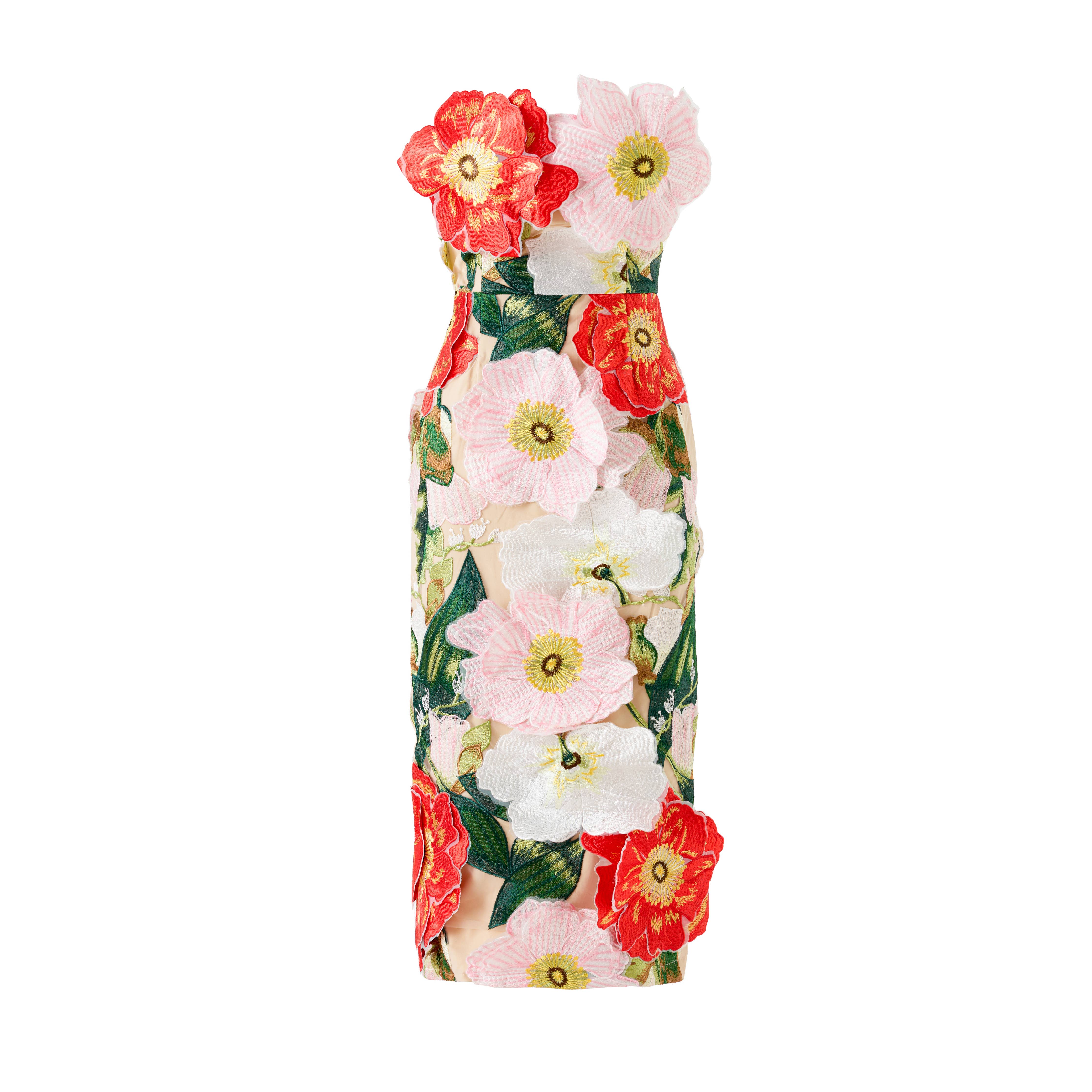 PS10 2026 Spring Summer Floral Embroidered Strapless Maxi - Surprise Lily