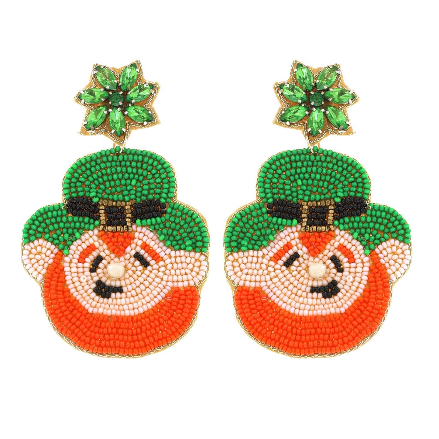 Jeweled St Patrick's Day Leprechaun Earrings