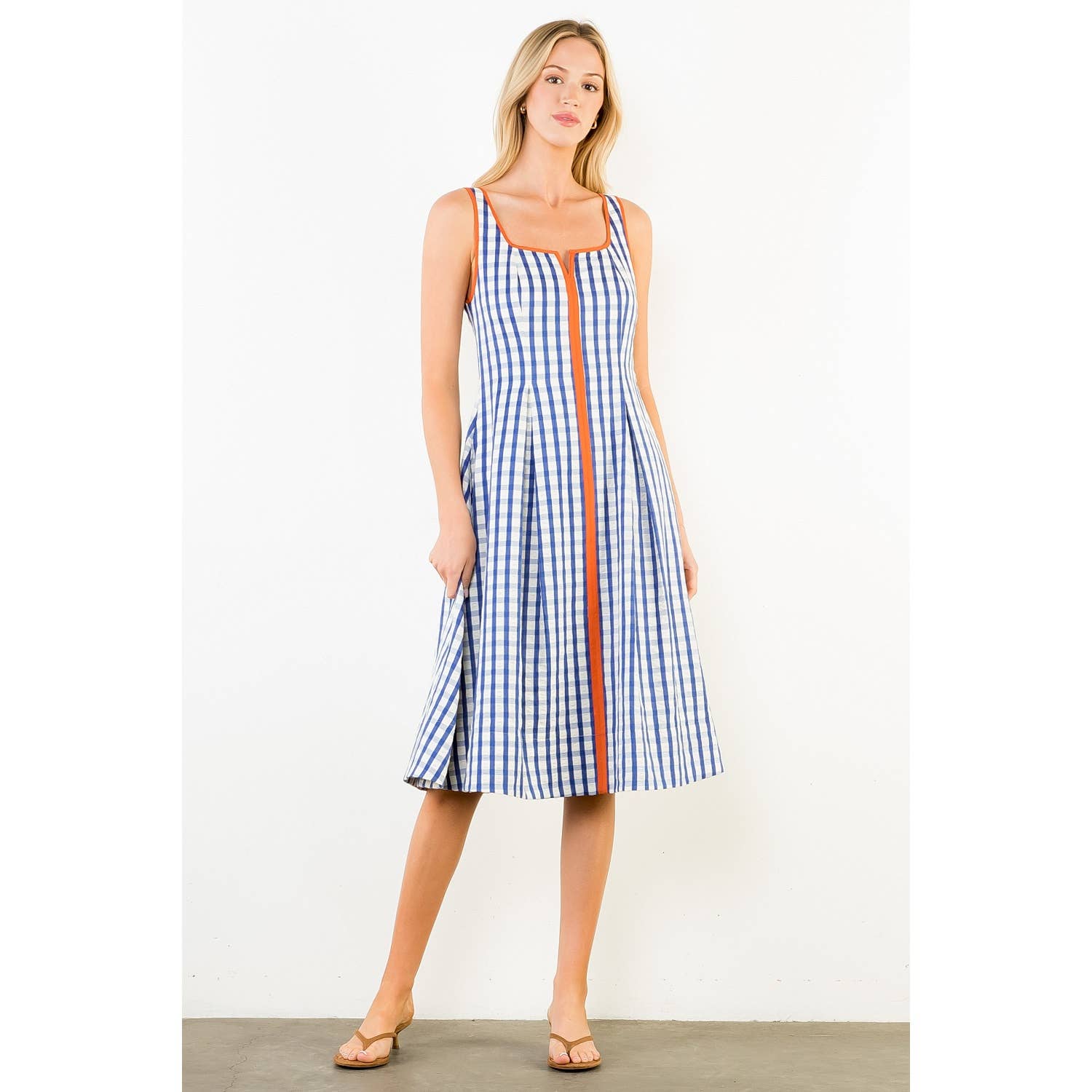Thin Strap Gingham Pattern Dress - Surprise Lily