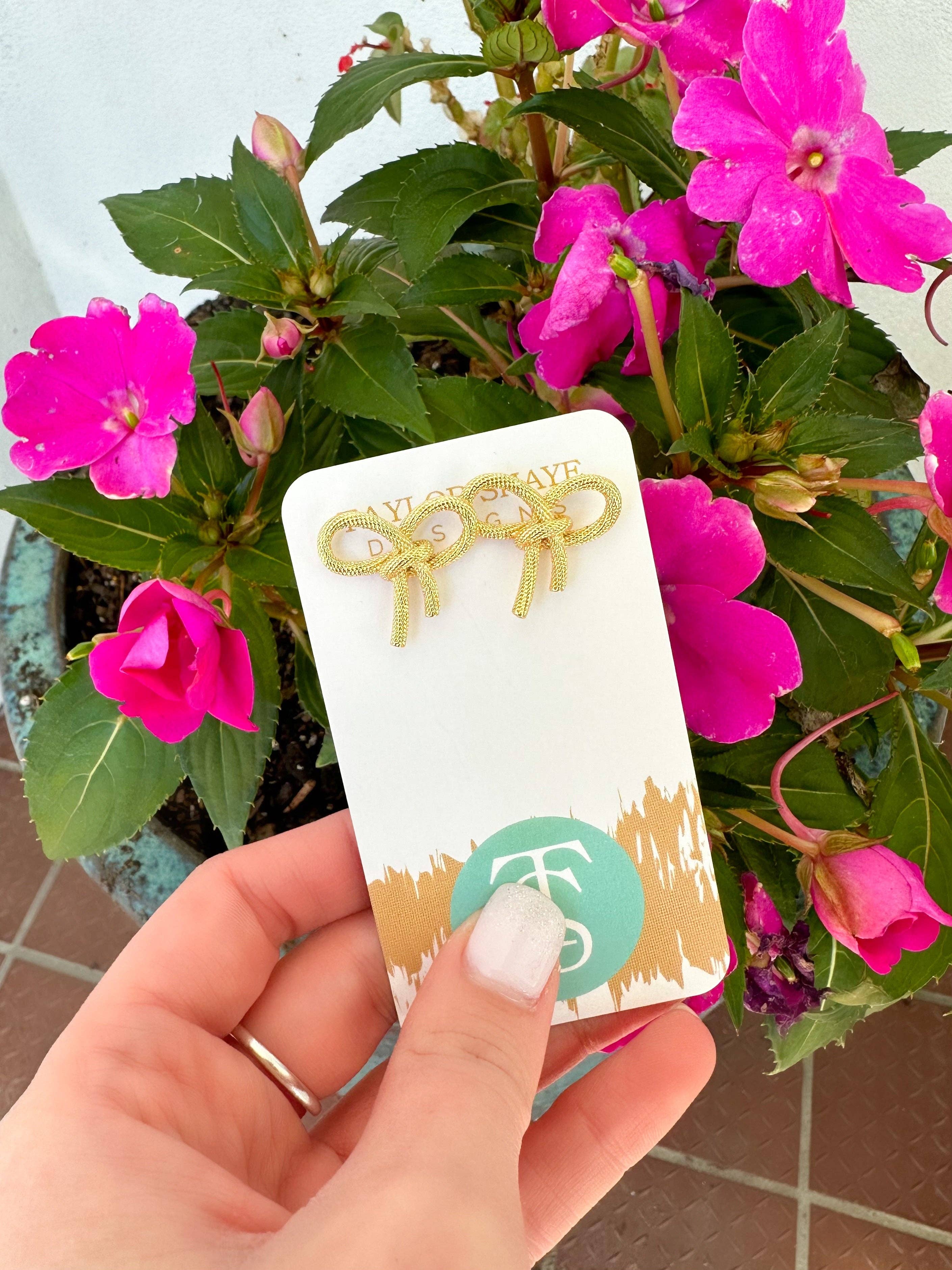 Golden Bow Studs - Surprise Lily