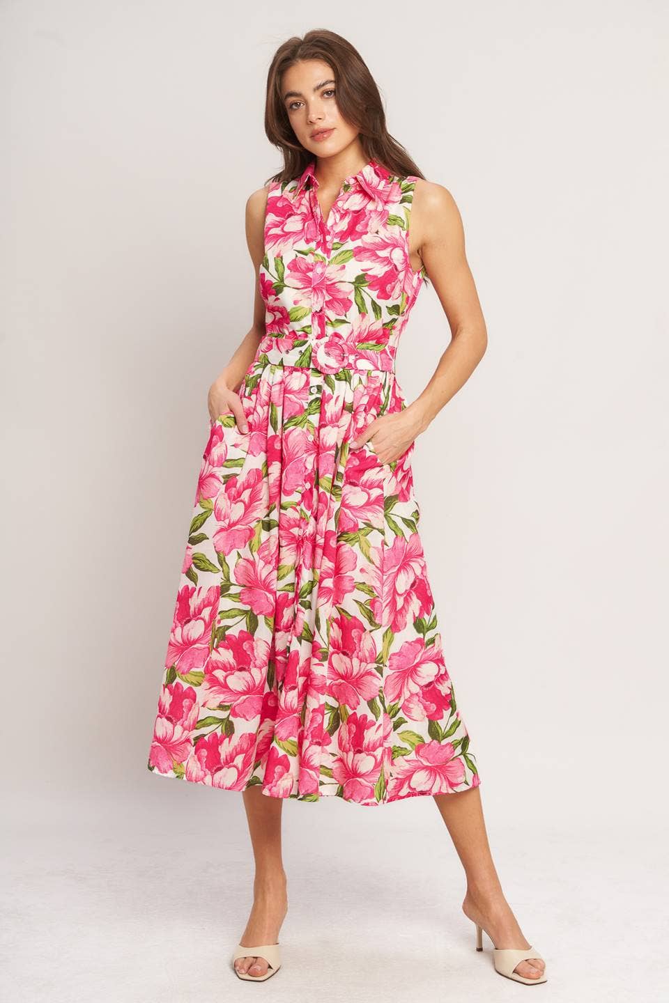 A printed woven midi dress - ID23244 - Surprise Lily