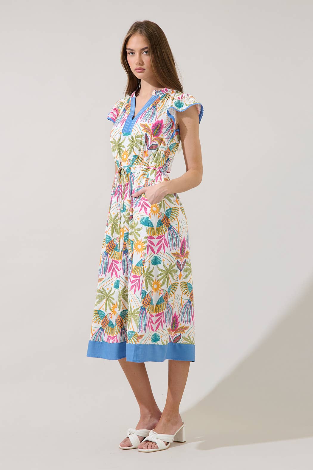 Adelina Shift Midi Dress Tropical - Surprise Lily