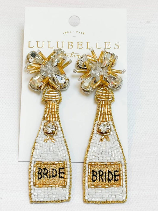Champagne Bride Hand Beaded Earrings