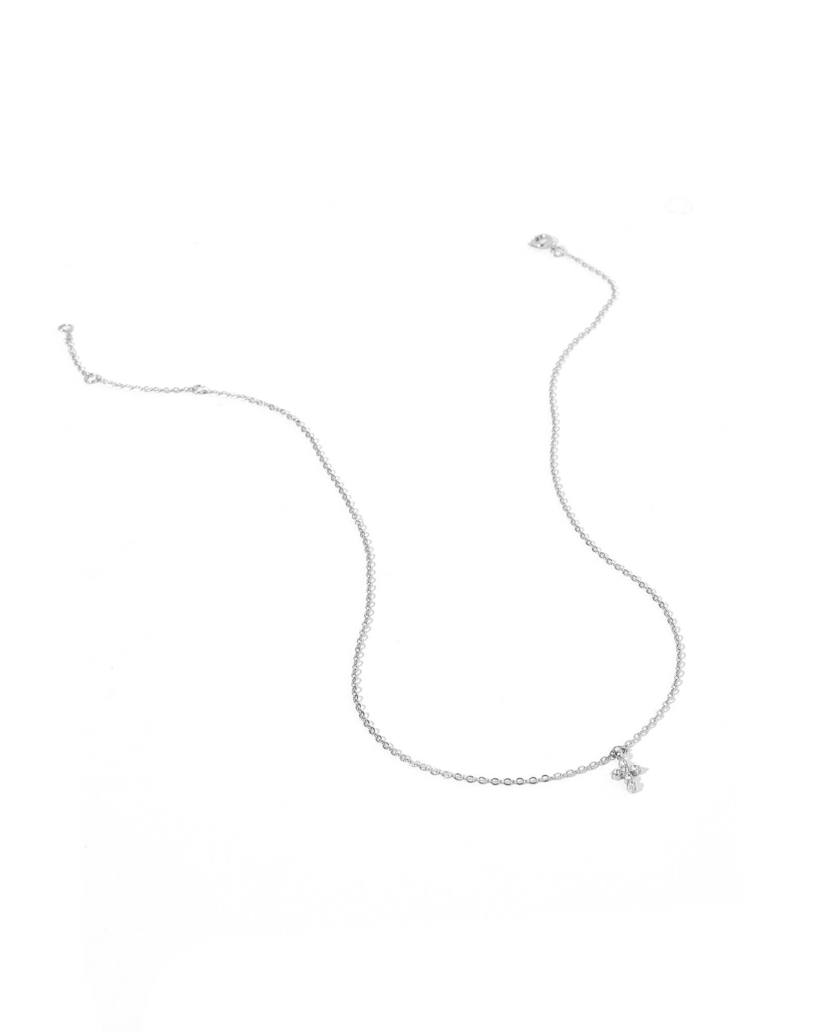 Necklace - Carly Cross Silver - Surprise Lily
