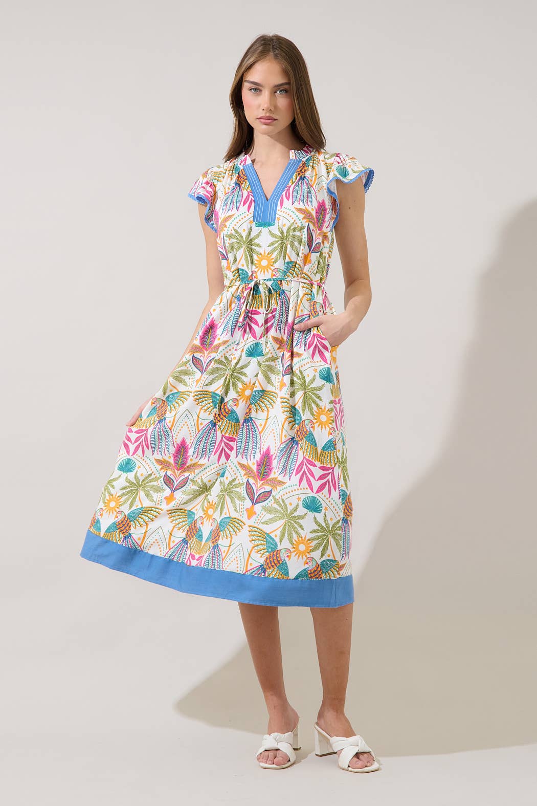 Adelina Shift Midi Dress Tropical - Surprise Lily