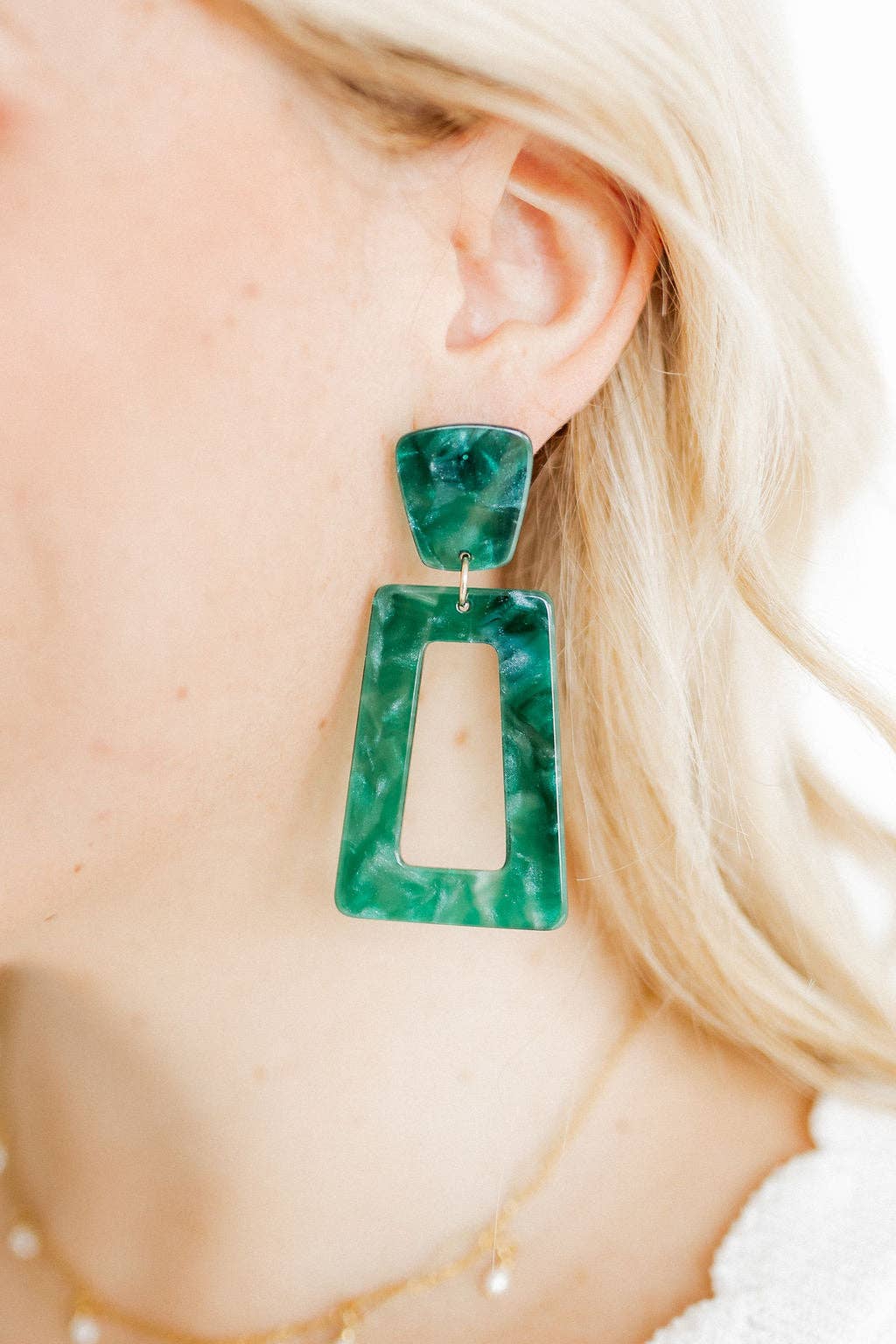 Kennedy Statement Earrings - Forest Green