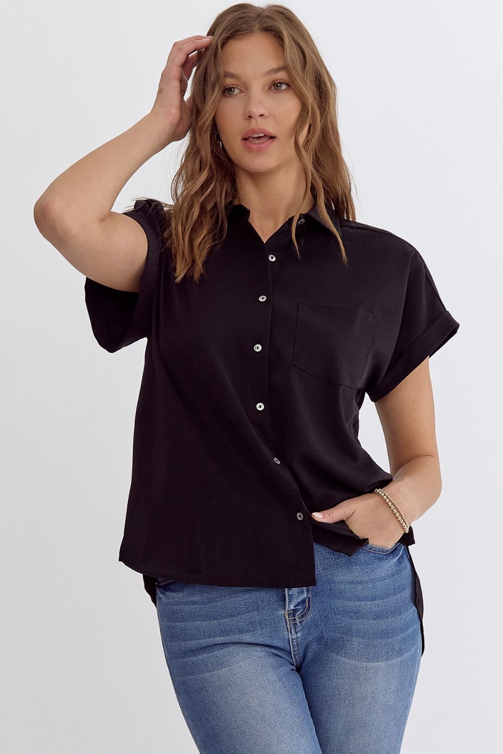 Betty Button Down in Ecru - Top - Short Sleeve - Surprise Lily