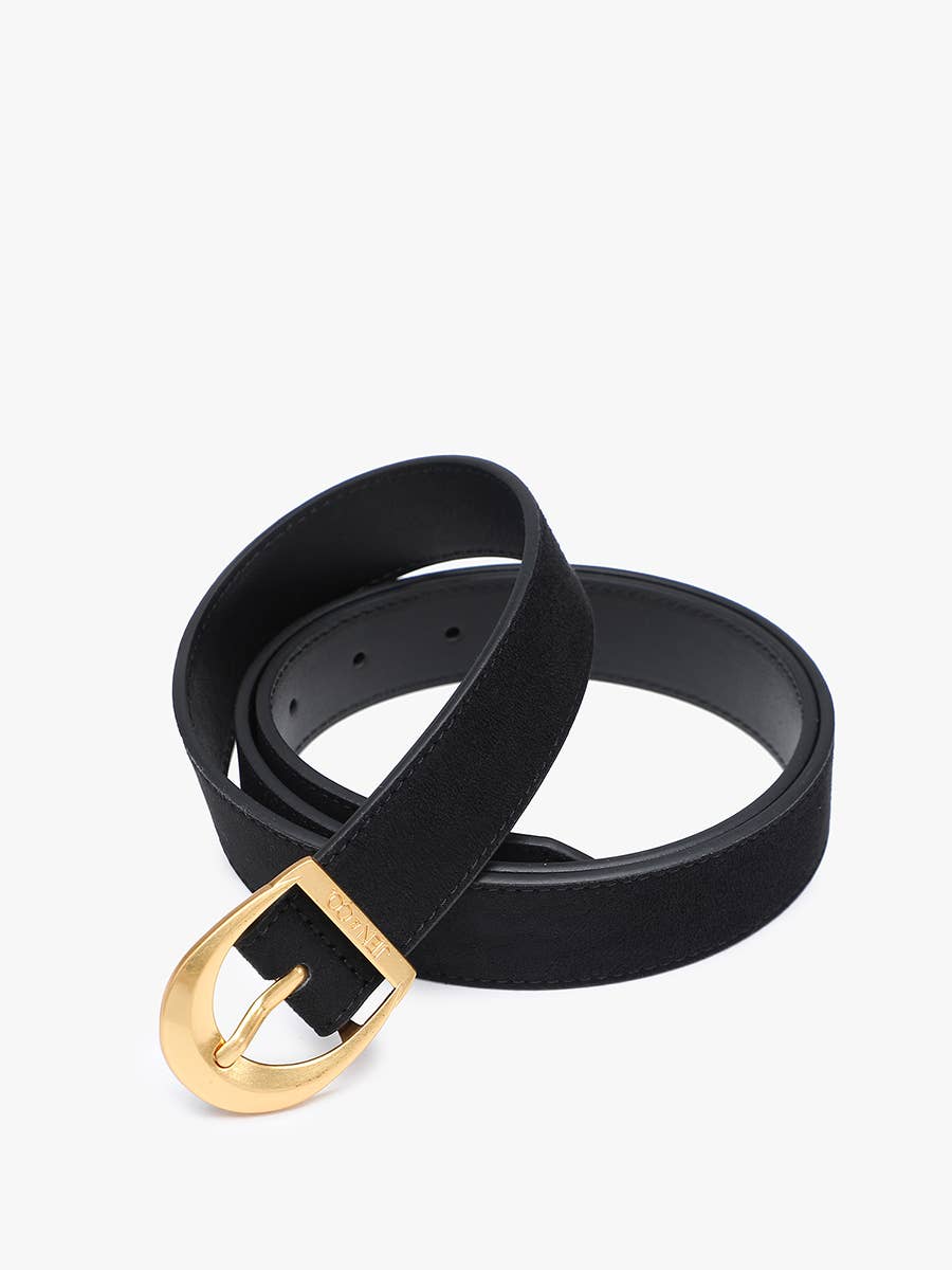 Faux Suede Belt with Buckle