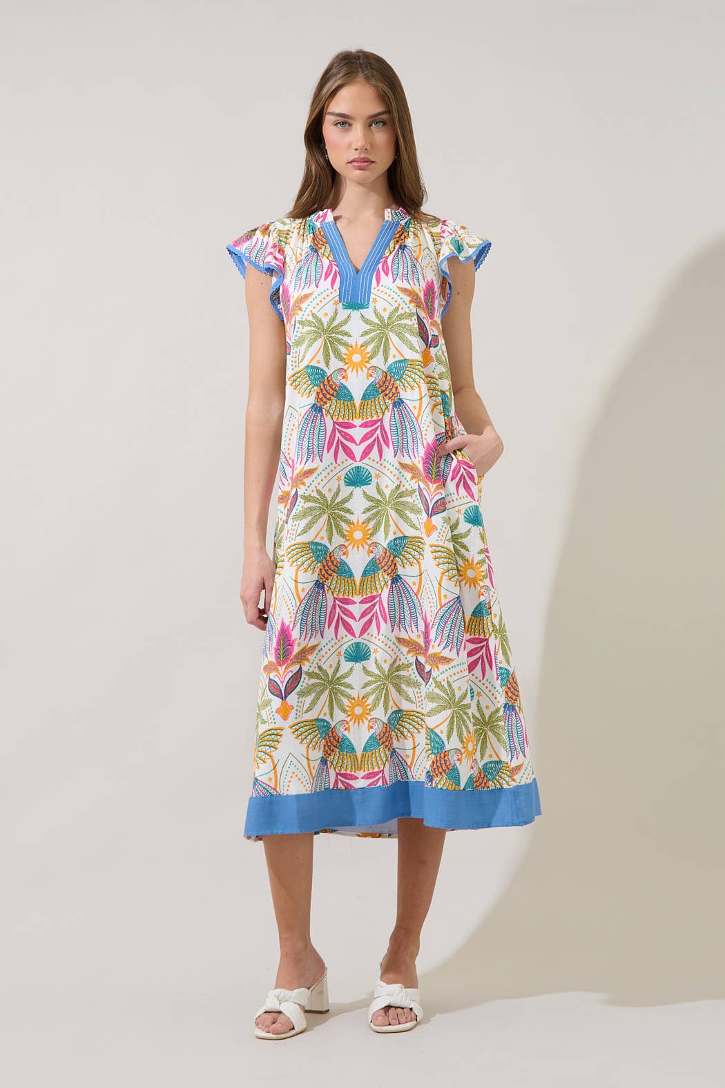 Adelina Shift Midi Dress Tropical - Surprise Lily