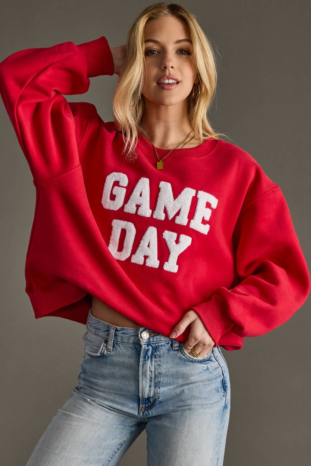 Red Game Day Sweatshirt - Surprise Lily