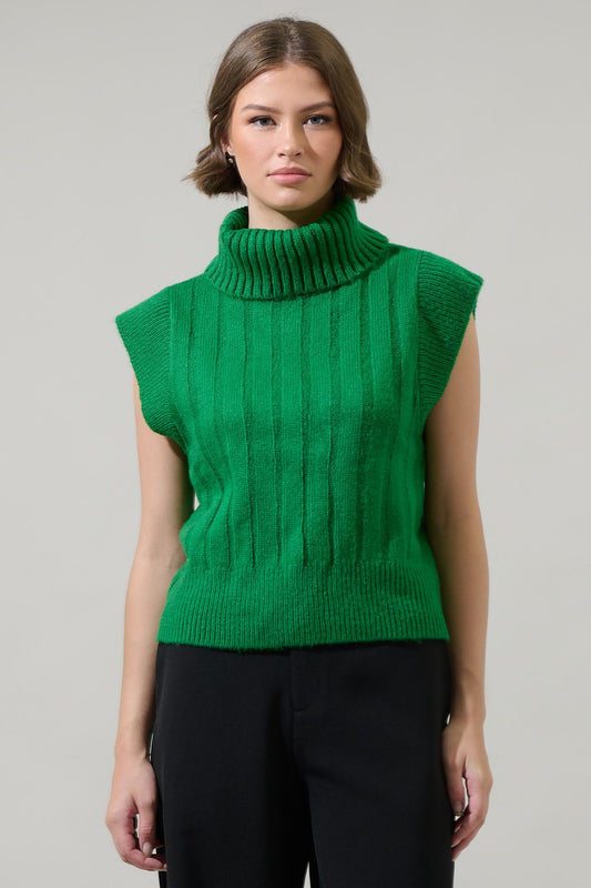 Anna Turtle Neck Ribbed Sweater Top - Top - Sweater - Surprise Lily