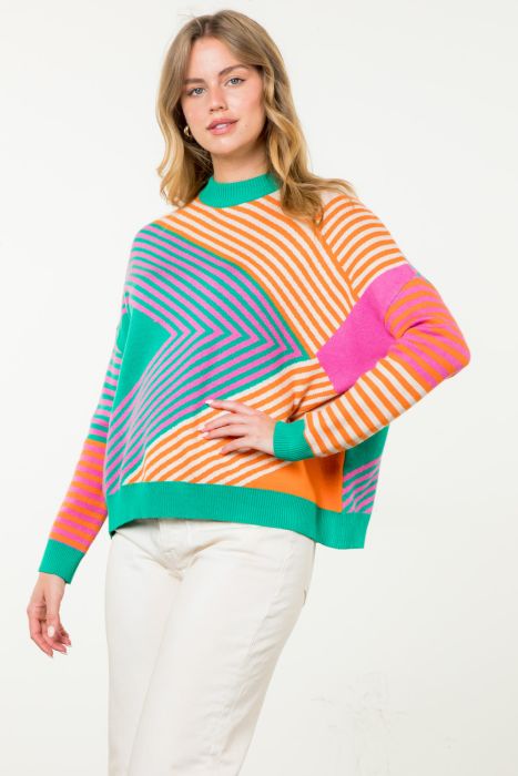 Vibrant Geometric Sweater from THML - Top - Sweater - Surprise Lily