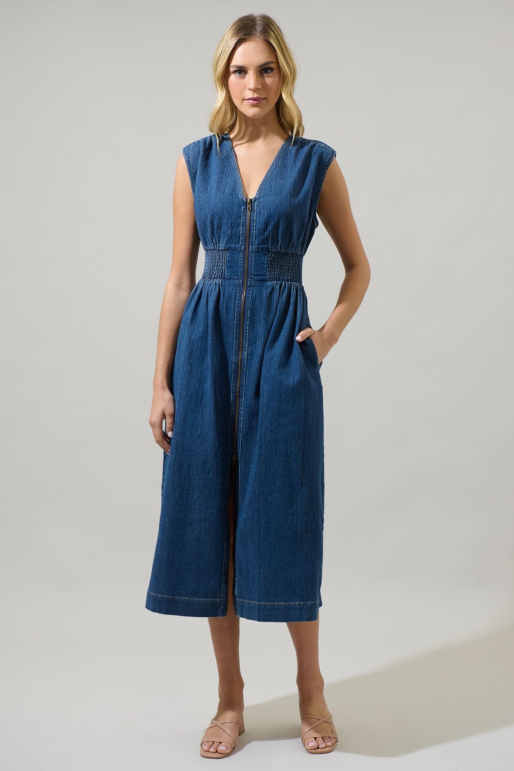 Gabriella Denim Midi Dress - Dress - Midi - Surprise Lily