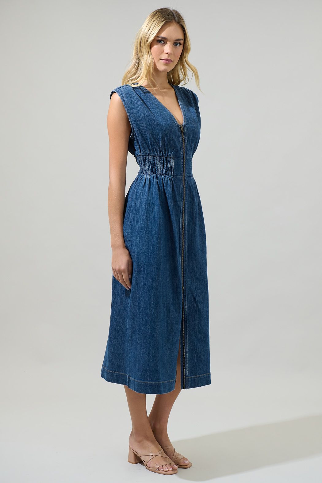 Gabriella Denim Midi Dress - Dress - Midi - Surprise Lily