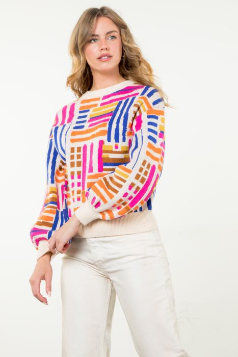 Clara Colorful Pattern Knit Sweater - Top - Sweater - Surprise Lily