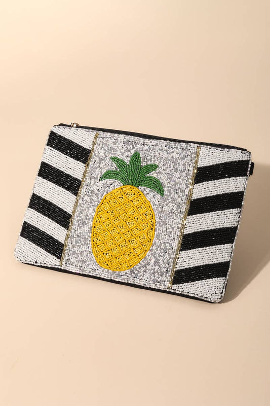 Beaded Pineapple Pattern Rectangle Bag